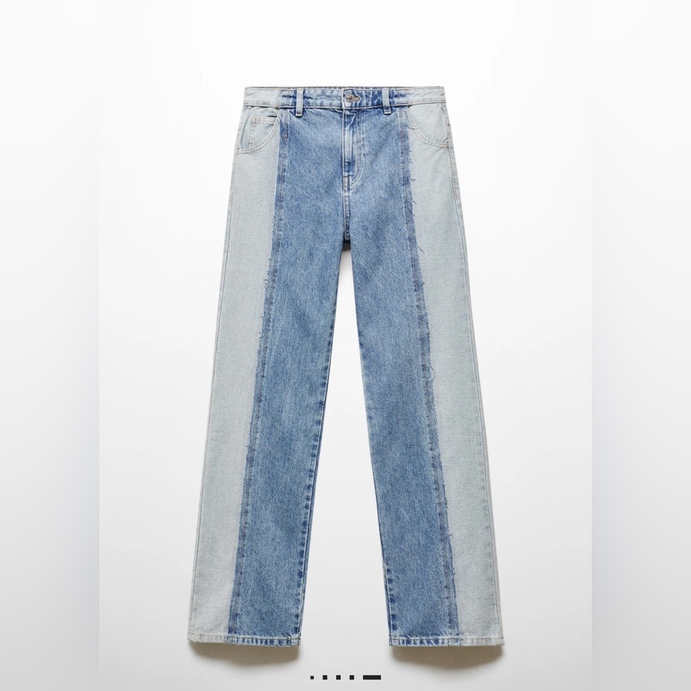 Mango Two-Tone Straight-Fit Jeans